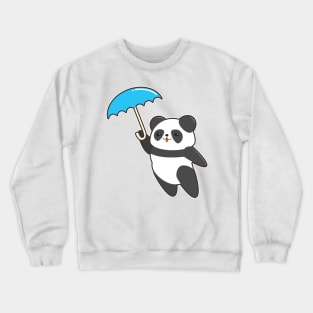 Panda at Rain with Umbrella Crewneck Sweatshirt